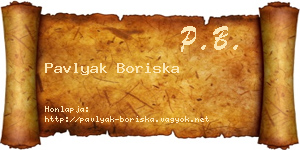 Pavlyak Boriska névjegykártya